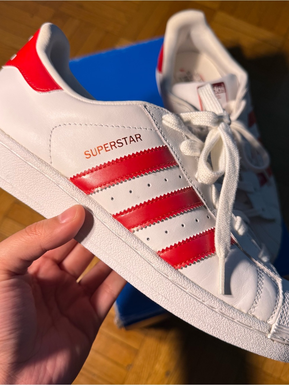 Adidas Women’s Superstar Sneakers - White with Red Accents